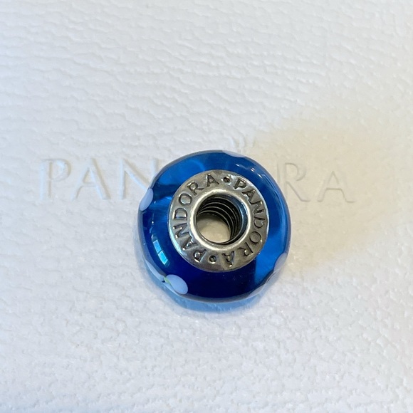 Pandora Blue Flowers Murano Charm • Retired - Picture 2 of 4